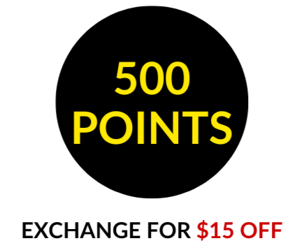 500 points = $15 OFF